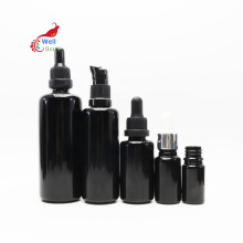 60g 60ml 2oz high quality uv black dark violet glass spray oil cosmetic bottle with dropper for serum VB-27B